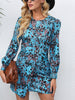 2023 Chiffon Floral Print Street Party Mini Dress Women Casual Elegant Long Sleeve O Neck Dress Ladies High Waist Dress