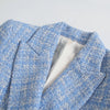 2023 Double Breasted Tweed Check Women Blazer Vintage Long Sleeve Pockets Female Outerwear Chic Jacket