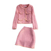 2023 Korean Slim Suits Autumn And Winter Short Blazer Jacket Women's Top Two Piece High Waist Skirt Tweed Set h1401