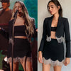 2023 Ladies Tassel Diamond Chain Black Short Suit Jacket Diamond Chain Skirt Set/Women'S Party Blazer With Short Dress