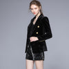 2022 Rhombus Pattern Velvet Blazer Women Long Sleeve Double-Breasted Jacket Coat Metal Buttons Notched Black Outerwear