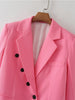 2023 Women Rose Red Blazer Coat Vintage Irregular Single Breasted Office Female Elegant Outerwear
