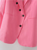 2023 Women Rose Red Blazer Coat Vintage Irregular Single Breasted Office Female Elegant Outerwear