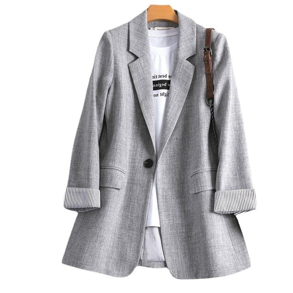 2023 Women's Blazer Spring Autumn Casual Suit Jackets Korean Version Top Solid Single Button Lady Office Outerwear JH610