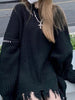 2023 Gothic Emo Black Sweater Women Punk Streetwear Grunge Oversize Pullover Jumper Female Winter Warm Hip Hop Harajuku Tops 90s
