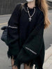 2023 Gothic Emo Black Sweater Women Punk Streetwear Grunge Oversize Pullover Jumper Female Winter Warm Hip Hop Harajuku Tops 90s