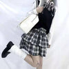 2023 Gothic Harajuku Punk Rivet Plaid Skirt Women Mall Goth Black Double-layer High-waisted Mini Skirts Dark Academia Grunge 90s
