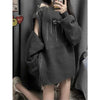 2023 Grunge Harajuku Solid Grey Knit Sweater Women Y2K Streetwear Hole Broken Jumper Loose Purple Sweaters Punk Gothic Clothes