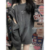 2023 Grunge Harajuku Solid Grey Knit Sweater Women Y2K Streetwear Hole Broken Jumper Loose Purple Sweaters Punk Gothic Clothes