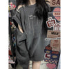 2023 Grunge Harajuku Solid Grey Knit Sweater Women Y2K Streetwear Hole Broken Jumper Loose Purple Sweaters Punk Gothic Clothes