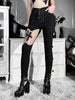 2023 Halloween Bandage Women Pencil Pants E-girl Grunge Cut Out High Waist Skinny Trousers Cross Accessory Patchwork Alt Clothes