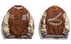 2023 Hip Hop Leather Varsity Bomber Jacket Streetwear Mens Embrodiery Letter College Jackets Coat 2023 Harajuku Patchwork Jacket