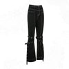 2023 Hip Hop Women Y2K Flare Jeans Black Punk Harajuku Gothic Bandage Baggy Jeans Cargo Emo Grunge High Waist Rivet Trousers 90s