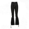 2023 Hip Hop Women Y2K Flare Jeans Black Punk Harajuku Gothic Bandage Baggy Jeans Cargo Emo Grunge High Waist Rivet Trousers 90s
