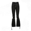 2023 Hip Hop Women Y2K Flare Jeans Black Punk Harajuku Gothic Bandage Baggy Jeans Cargo Emo Grunge High Waist Rivet Trousers 90s