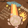 2023 Hooded Sweatshirt Streetwear Hip Hop Funny UFO Planet Letter Print Punk Gothic Hoodie Harajuku Casual Pullover Sweatshirt