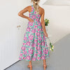 2023 Printed Maxi Dresses Bohemian Sexy One Shoulder Sundress Women Causal Halter Summer Beach Dress Asymmetric Long Dresses