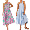 2023 Printed Maxi Dresses Bohemian Sexy One Shoulder Sundress Women Causal Halter Summer Beach Dress Asymmetric Long Dresses