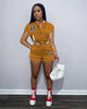 2023 Summer Sporty Button Thread Letter Printed Baseball Jacket Shorts 2 Piece Woman Set Fitness Short Sleeve Tops Pant