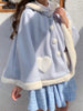 2023 Kawaii Girl Lolita Cape Coat Autumn Winter Fake Fur Cardigan Cat Ears Plush Cloak Cartoon Women Cute Jacket Hooded Overcoat