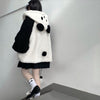 2023 Kawaii Lambswool Jacket Autumn Winter Hoodies Women Japanese Soft Girl Panda Ear Oversized Hoodie Preppy Style Button Coat