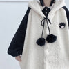 2023 Kawaii Lambswool Jacket Autumn Winter Hoodies Women Japanese Soft Girl Panda Ear Oversized Hoodie Preppy Style Button Coat