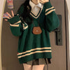 2023 Korean College Style Striped Oversize Sweater Y2k Women Harajuku Harajuku Long Sleeve Pull Femme Blusas Jumper Sueter Mujer