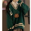 2023 Korean College Style Striped Oversize Sweater Y2k Women Harajuku Harajuku Long Sleeve Pull Femme Blusas Jumper Sueter Mujer