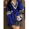 2023 Korean College Style Striped Oversize Sweater Y2k Women Harajuku Harajuku Long Sleeve Pull Femme Blusas Jumper Sueter Mujer