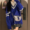 2023 Korean College Style Striped Oversize Sweater Y2k Women Harajuku Harajuku Long Sleeve Pull Femme Blusas Jumper Sueter Mujer