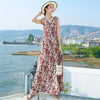 2023 Korean Summer Women Short-sleeved Chiffon Dress V-neck High Waist Floral Print Beach Midi Dresses Backless Sexy Vestidos