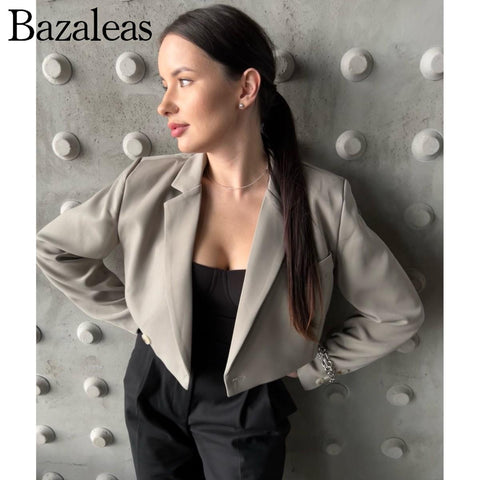 2023 Long Sleeve High Waist Irregular Cross Slit Mini SkirtSuits 2 Pieces Set Vintage Button Short Women Blazer Cropped