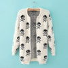 2023 Mohair Skulls Printing Black Cardigans Female Y2k Harajuku Outwear Short Grunge Jumpers Emo Alt Knitted Womens Sweater 90s