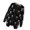 2023 Mohair Skulls Printing Black Cardigans Female Y2k Harajuku Outwear Short Grunge Jumpers Emo Alt Knitted Womens Sweater 90s