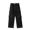 2023 Multi-Pocket Vintage Cargo Pants Woman High Street Casual Solid High Waist Jeans Oversized Army Green Loose Wide Leg Pants