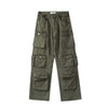 2023 Multi-Pocket Vintage Cargo Pants Woman High Street Casual Solid High Waist Jeans Oversized Army Green Loose Wide Leg Pants