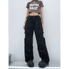 2023 Multi-Pocket Vintage Cargo Pants Woman High Street Casual Solid High Waist Jeans Oversized Army Green Loose Wide Leg Pants