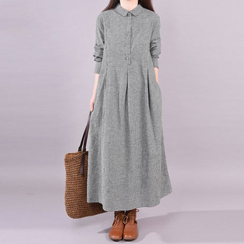 2023  Plaid Long Sleeve Spring Dress Office Lady Work Dress Women Autumn Casual Midi Dress