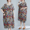 2023  Thin Soft Cotton Short Sleeve Loose Summer Dress Print Floral Holiday Travel Casual Women Beach Style Dress