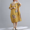 2023  Thin Soft Cotton Short Sleeve Loose Summer Dress Print Floral Holiday Travel Casual Women Beach Style Dress