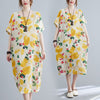 2023  Thin Soft Cotton Short Sleeve Loose Summer Dress Print Floral Holiday Travel Casual Women Beach Style Dress