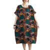 2023  Thin Soft Cotton Short Sleeve Loose Summer Dress Print Floral Holiday Travel Casual Women Beach Style Dress