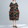 2023  Thin Soft Cotton Short Sleeve Loose Summer Dress Print Floral Holiday Travel Casual Women Beach Style Dress