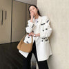 2023 Autumn England Style Print Design Suit Jacket Black White Blazer For Women Korean Spring Loose Women Blazers