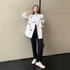 2023 Autumn England Style Print Design Suit Jacket Black White Blazer For Women Korean Spring Loose Women Blazers