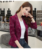2023 Autumn Korean Slim Retro Printing Small Suit Jacket Female Office Lady Single Breasted Blazer Casual Women Suit Coat 90