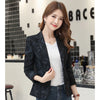 2023 Autumn Korean Slim Retro Printing Small Suit Jacket Female Office Lady Single Breasted Blazer Casual Women Suit Coat 90