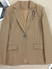 2023 Bead Chain Decoration Brooch Single Button Long-sleeved Suit Jacket Mid-length Pleated Suit Pants