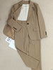2023 Bead Chain Decoration Brooch Single Button Long-sleeved Suit Jacket Mid-length Pleated Suit Pants