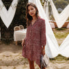 2023 Casual Summer Dress Women Single Breasted Dot Print Above Knee Mini V-neck Three Quarter Sleeve Dress